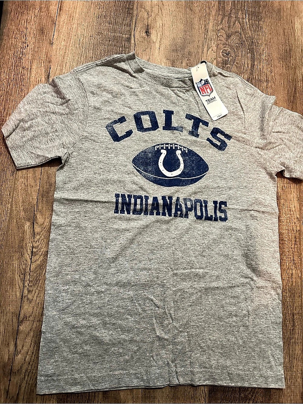 NFL Colts Indianapolis Gray Cotton Graphic Tee Youth Large NWT